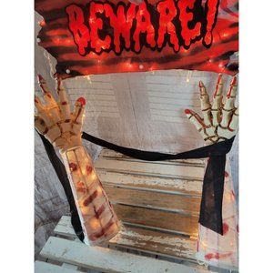 Beware light up hands bloody Halloween prop window